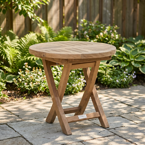 Table de salle à manger d'extérieur moderne ronde pliable en teck massif OEM avec garantie, assemblage non requis - Product Image 2