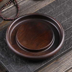 Ebony Solid Wood Teapot Stand With Tin Decoration Heat Resisting Traditional Chinese Style <b>Tea</b> <b>Set</b> Accessory - Product Image 2
