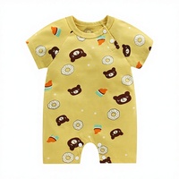 Neuer Sommer Unisex Neugeborenen Baumwoll-Kurzarm-Strampler mit Verdecktem Knopfverschluss Dünner Atmungsaktiver Baby-Body