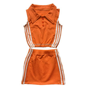 Set di t-shirt con risvolto senza maniche per ragazze Ruidian senza maniche in cotone con strisce laterali e Design gonna a-line per <span class=keywords><strong>abiti</strong></span> da <span class=keywords><strong>bambina</strong></span> - Product Image 6