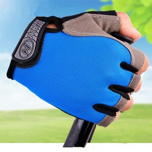 Bicycle <b>Gloves</b> Half Finger Blue Nylon Breathable Cycling <b>Gloves</b> For Adults Unisex - Product Image 1
