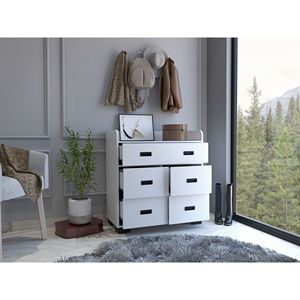 Commode à 5 tiroirs Edgemont en blanc - Solution de rangement élégante - Product Image 2