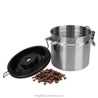 Récipient à café avec valve CO2, couvercle hermétique, conserve la fraîcheur, boîte de conservation en acier inoxydable, ustensiles à café pour grains de café