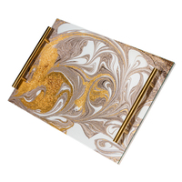 Plateau à Challah en Acrylique Transparent avec Pieds Dorés – Élégant Plateau de Service Judaica pour Décoration de Table et Cadeau