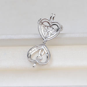 Pendentif en argent S925 en forme de cœur pour femmes, accessoire de perle DIY de 10 mm, cage vide sans trous, motif marée 1816, breloques numérotées - Product Image 3
