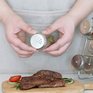 Pots à épices en verre d'une capacité de 80ml avec couvercle torsadé en acier inoxydable, 2 ouvertures au choix pour <span class=keywords><strong>organisateur</strong></span> de cuisine - Product Image 4