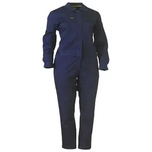 Divise da lavoro in due pezzi di alta qualità tuta industriale traspirante in cotone 100% tuta blu Navy personalizzata per donna