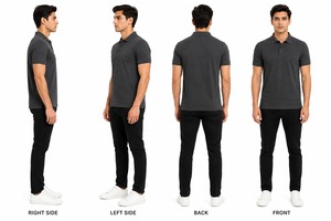 Polo de Manga Corta para Hombre, Color Gris Oscuro, Algodón Supima, Estilo Casual, Transpirable, Corte Regular - Product Image 3