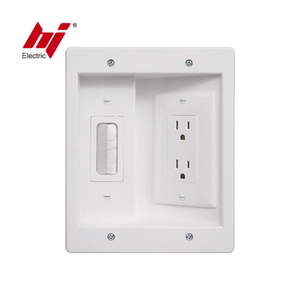 Outlet In-Wall TV Connection Kit Recessed Electrical Outlets With Brush Wallplate