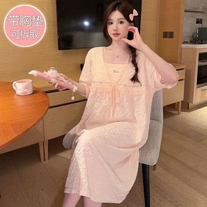 Pigiama <span class=keywords><strong>da</strong></span> donna di nuovo design estivo dolce principessa <span class=keywords><strong>camicia</strong></span> <span class=keywords><strong>da</strong></span> <span class=keywords><strong>notte</strong></span> a maniche corte in <span class=keywords><strong>cotone</strong></span> a maniche corte ampia <span class=keywords><strong>camicia</strong></span> <span class=keywords><strong>da</strong></span> <span class=keywords><strong>notte</strong></span> a <span class=keywords><strong>manica</strong></span> <span class=keywords><strong>corta</strong></span> - Product Image 3