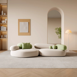 Moderne Lichte Luxe Designer Arc Bank Voor Kantoor Kleine Familie Woonkamer Ontvangstruimte Netto Rode Stof Speciaal Gevormd Rusten - Product Image 5