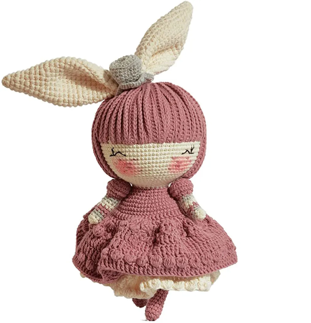 Conejo Rosa personalizado de ganchillo, muñeca de princesa hecha a mano de ganchillo para bebé, tiempo de juego y cama, regalo único