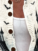 Cardigan à imprimé fantôme d'Halloween pour femme, pull en tricot surdimensionné, boutonné sur le devant, manches longues, vêtements d'extérieur d'automne