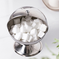 Distributeur de sucre en acier inoxydable de haute qualité, bol à sucre anti-poussière avec couvercle roulant pour restaurant, hôtel, restauration