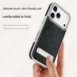 Wholesale Electroplating PU Leather Phone Case for <b>iPhone</b> 18 17 16 15 14 13 12 Pro Max With Hidden Strip Stand Shockproof Cover - Product Image 5