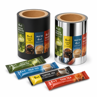 Film d'emballage en rouleau personnalisé imprimé, laminé, en aluminium, PET, BOPP, pour sachets de café, de thé, de poudre, pour sachets d'eau 500 ml