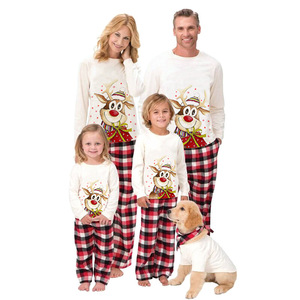 Ensemble de pyjamas de Noël personnalisés à carreaux pour la famille, vêtements de nuit en polyester pour hommes, femmes et enfants, vêtements de détente de Noël, dropshipping POD - Product Image 1