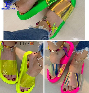 Sandales <span class=keywords><strong>transparentes</strong></span> et néon pour femmes, haute qualité, pas cher, <span class=keywords><strong>chaussures</strong></span> à la mode et personnalisées, pantoufles, livraison gratuite - Product Image 3