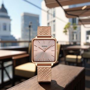 Montre carrée minimaliste pour femme en acier, style Genève, 16 mm, couleurs mélangées, mouvement à quartz, montre en alliage pour femme - Product Image 3