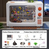Aquarium 2026 en matériau de qualité avec filtre 3-en-1 et éclairage LED - 2 tailles, 2 couleurs - Kits Luxe et Basique pour Salon et Bureau