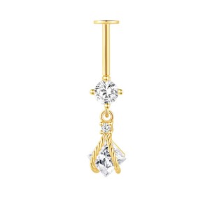 Piercing Labret sans fil en argent sterling 925, motif fleur et étoile, avec zircon CZ transparent doré vintage, pour lèvre - Product Image 5