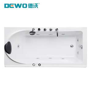 スパバスルームエプロン & 排水管アメリカ製モダン長方形スパバスタブハイドロマッサージ付き - Product Image 2