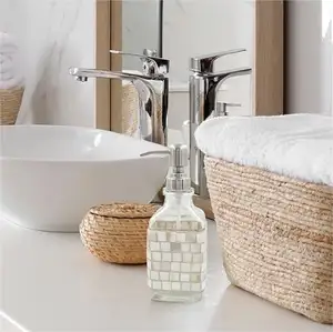 Umwelt freundliche Produkte Badezimmer Set Hand Flüssig schaum Seifensp ender für Küchen spüle Shell Mosaik Glas Geschirr Seifensp ender