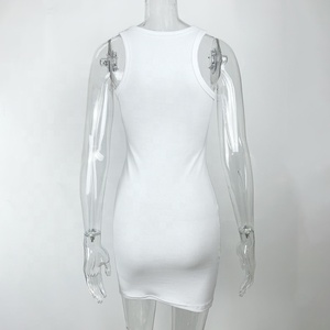 Novo Vestido Regata Feminino de Verão em Tecido Canelado, Sem Mangas, <span class=keywords><strong>Sexy</strong></span>, com Saia Justa e Efeito Modelador Simples - Product Image 3