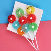 Sucettes colorées de 20g, bonbons mous sur brochettes, sucettes rondes aux saveurs de fruits mélangés, forme visage souriant, fabricant OEM, vente en gros, personnalisable