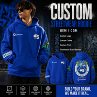 Hoodie Logo Kustom Berkualitas Tinggi Warna Biru Royal 380GSM OEM MOQ Rendah Ukuran Besar Model Kotak  Sweatshirt Cetak