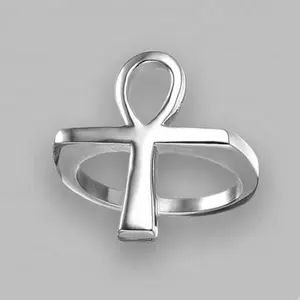 Hersteller hochwertige Fingerringe Schmuck benutzer definierte religiöse alte ägyptische Kreuz Ankh Ring Silber