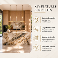 Gabinetes de Cocina Modulares Modernos de Lujo KEJIA, Acabado con Aspecto de Madera, Isla de Cocina Personalizada OEM con Encimera de Mármol Artificial