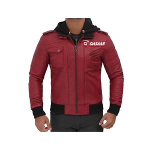 Cremalleras largas granate con capucha hombres mujeres transpirable invierno cuero motocicleta impermeable moda cuero bombardero chaquetas con capucha - Product Image 3