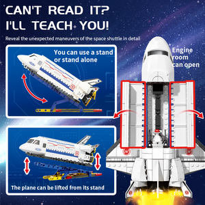 Set di Blocchi da Costruzione Navetta <span class=keywords><strong>Spaziale</strong></span> Woma Factory, Modello di Astronave con Supporto Espositivo, Giocattolo Educativo STEM per Bambini (C0828) - Product Image 5