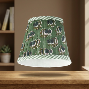 Abat-jour en coton fait main de luxe, écologique, imprimé à la main avec un motif floral, anti-poussière, lavable pour l'intérieur - Product Image 3