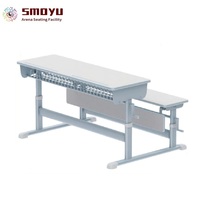 Ensemble de chaise de bureau double pour étudiants avec fonction de sieste, réglable en hauteur manuellement, durable, en panneau de particules E0 écologique, avec fente pour stylo et coins arrondis