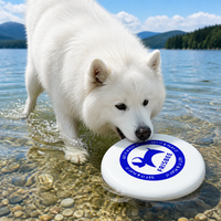 Disque volant interactif TPE blanc pour chien, 230 mm, style moderne classique, jouet de chasse en extérieur