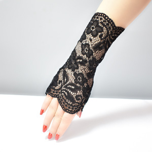 MIO Mode Gants Sans Doigts Dentelle Noire Manches Florales Gants De Mariée Femmes Mitaines Courtes Pour La Conduite De Fête De Mariage Opéra - Product Image 5