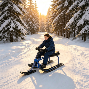 Luge en métal pour une personne avec commande <span class=keywords><strong>de</strong></span> direction, structure amortissante, jouet d'hiver pour enfants et adultes pour la montagne - Product Image 2