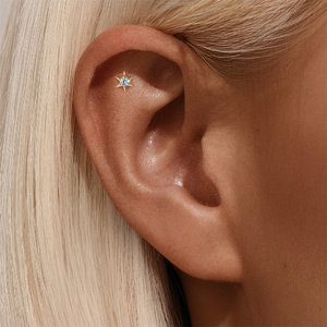 Pendientes CANNER de Oro de 18k y Plata de Ley S925 con Diseño Geométrico de Zirconia en Forma de Estrella y Borla - Product Image 5