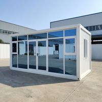 Maison conteneur pliante à mur vitré panoramique intégral, Villa modulaire préfabriquée de luxe, Hôtel-resort moderne, Bâtiment de bureaux extérieur