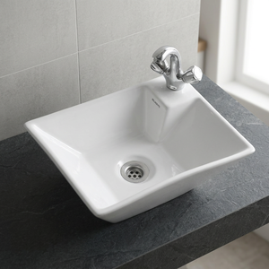 Lavabo sur colonne en céramique carrée effet marbre de haute qualité, design moderne, prix abordable, exportation depuis l'Inde - Product Image 1