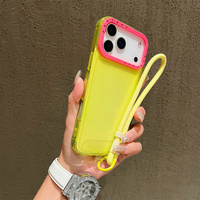 Coque transparente antichoc avec dragonne contrastante pour iPhone 17 Air 16 15 14 13 12 11 Pro Max XS XR X 6 S 7 8 Plus