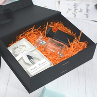 Boîtes d'emballage rigides pliables en carton recyclable noir de luxe avec logo personnalisé, à rabat magnétique, pour perruques, vêtements et cadeaux