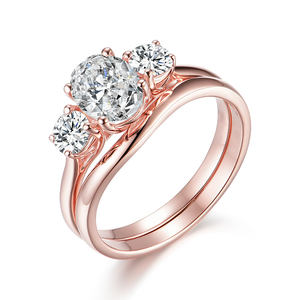 Kuololit HK 585 10K 14K Rose Gold <b>Set</b> <b>Rings</b> <b>Set</b> For Women 1.5CT Oval Moissanite Luxury <b>Ring</b> for Engagement Anniversary Wedding - Product Image 1