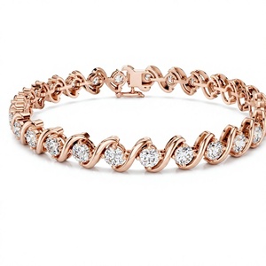 Bracelet tennis classique pour femme en or plaqué 18K 14K avec diamants de laboratoire taille brillant tourbillon, idéal pour mariage et fiançailles - Product Image 1