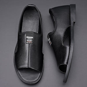 Sandalias informales con correa en T, de cuero suave, antideslizantes, para hombre, zapatos de playa huecos para verano, para exteriores, sin cordones, para jóvenes de 18 a 40 años - Product Image 2