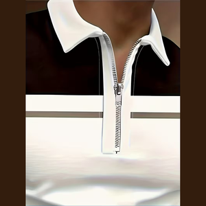 Camisa de <span class=keywords><strong>Manga</strong></span> <span class=keywords><strong>Larga</strong></span> con Cuello con Cremallera, Rayas Coloridas y Diseño Geométrico, Camisas <span class=keywords><strong>Polo</strong></span> Modernas con Cuello para <span class=keywords><strong>Hombre</strong></span> - Product Image 3