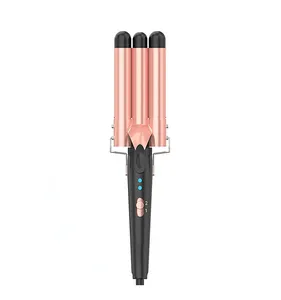 Home Use New Three Barrel Ceramic Ionic Big Wave Curler Automatic Lcd Curling Iron With Triple Barrel Hair Waver Hair Curler