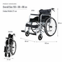 Fauteuil roulant manuel pliable léger, cadre en aluminium durable, classe II, garantie 1 an, pour les soins à domicile et la réadaptation des personnes âgées
